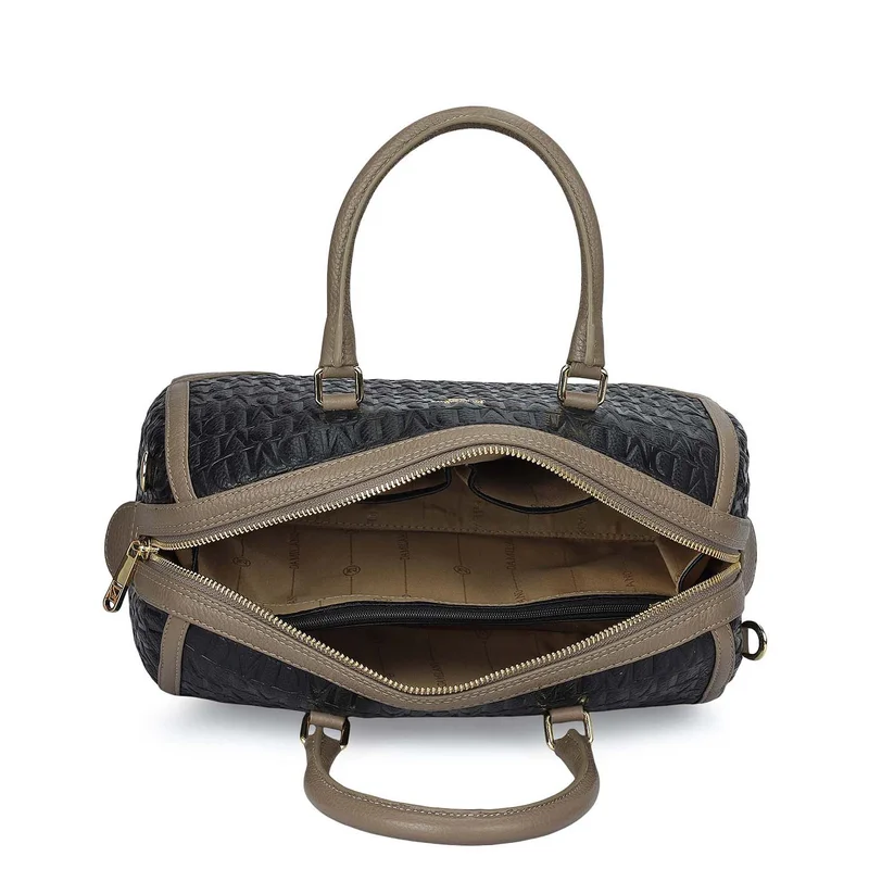 Da Milano Black Medium Monogram Leather Bowler - Black for Women | Best Price UAE